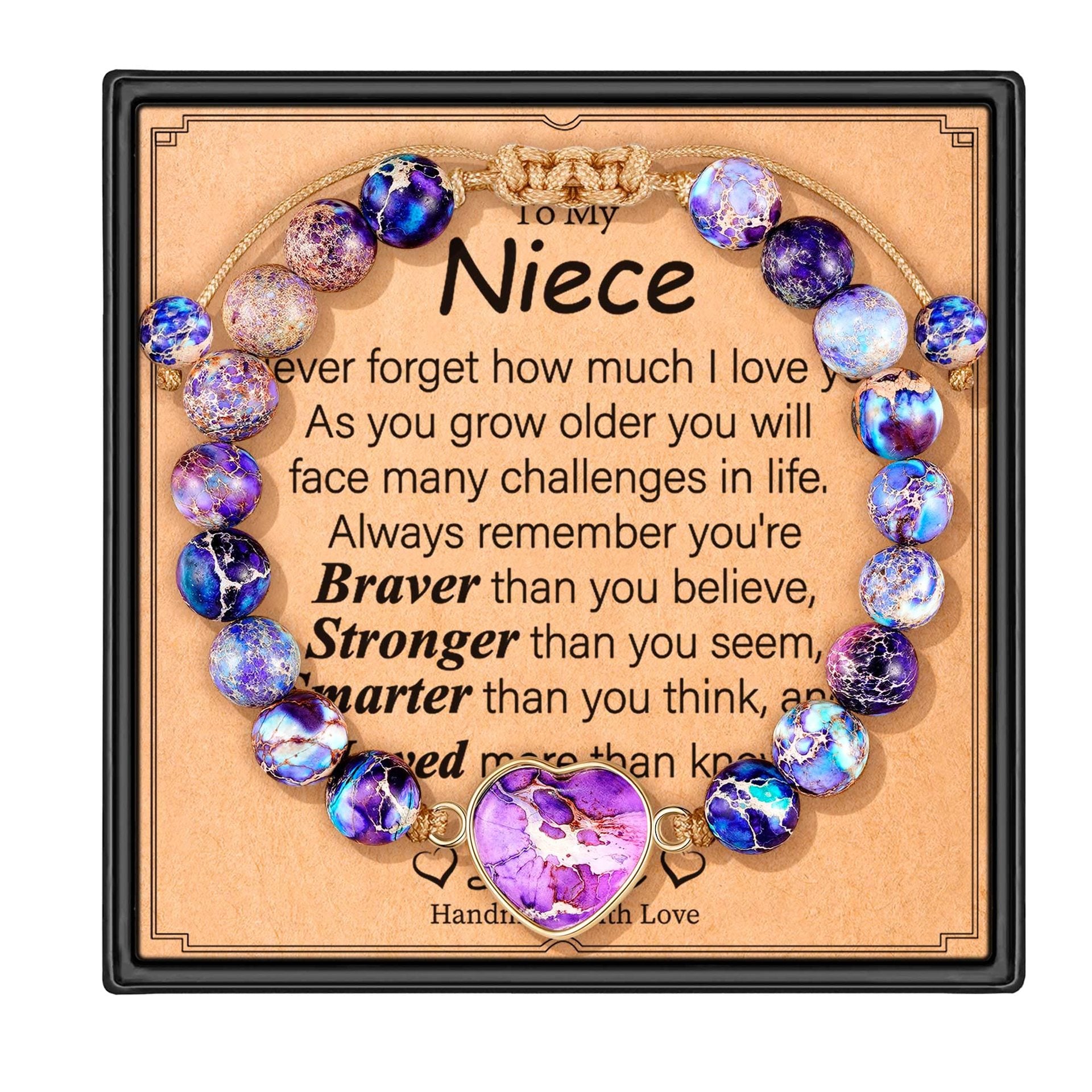 Wholesale Love Pendant Handwoven 8mm Purple Emperor Beaded Bracelet